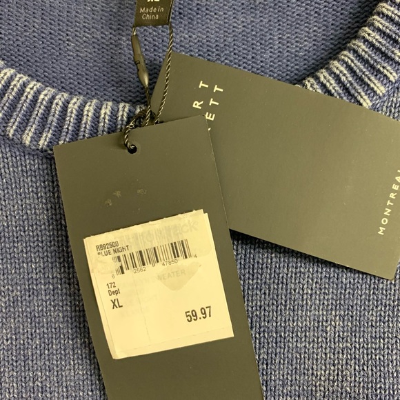 Robert Barakett Men's Franklin Pullover Sweater Vintage Blue Wash Size XL - Picture 10 of 11